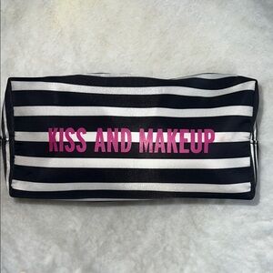 Kate Spade Striped KISS & Makeup B&W Makeup Bag
